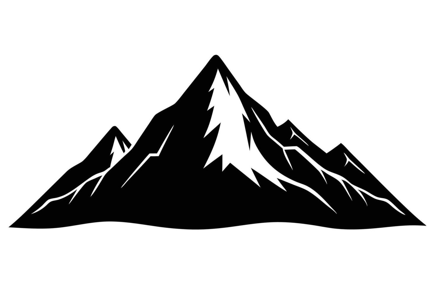 mountain black silhouette no circle vector