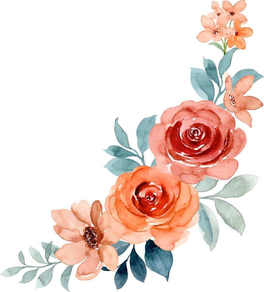 Watercolor rose flower bouquet for background, wedding, fabric, textile, greeting, card, wallpaper, banner, sticker, decoration etc. vector