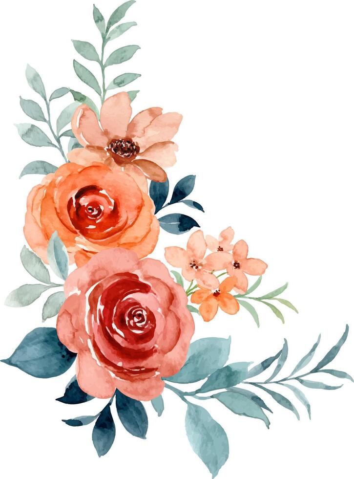 Watercolor rose flower bouquet for background, wedding, fabric, textile, greeting, card, wallpaper, banner, sticker, decoration etc. vector