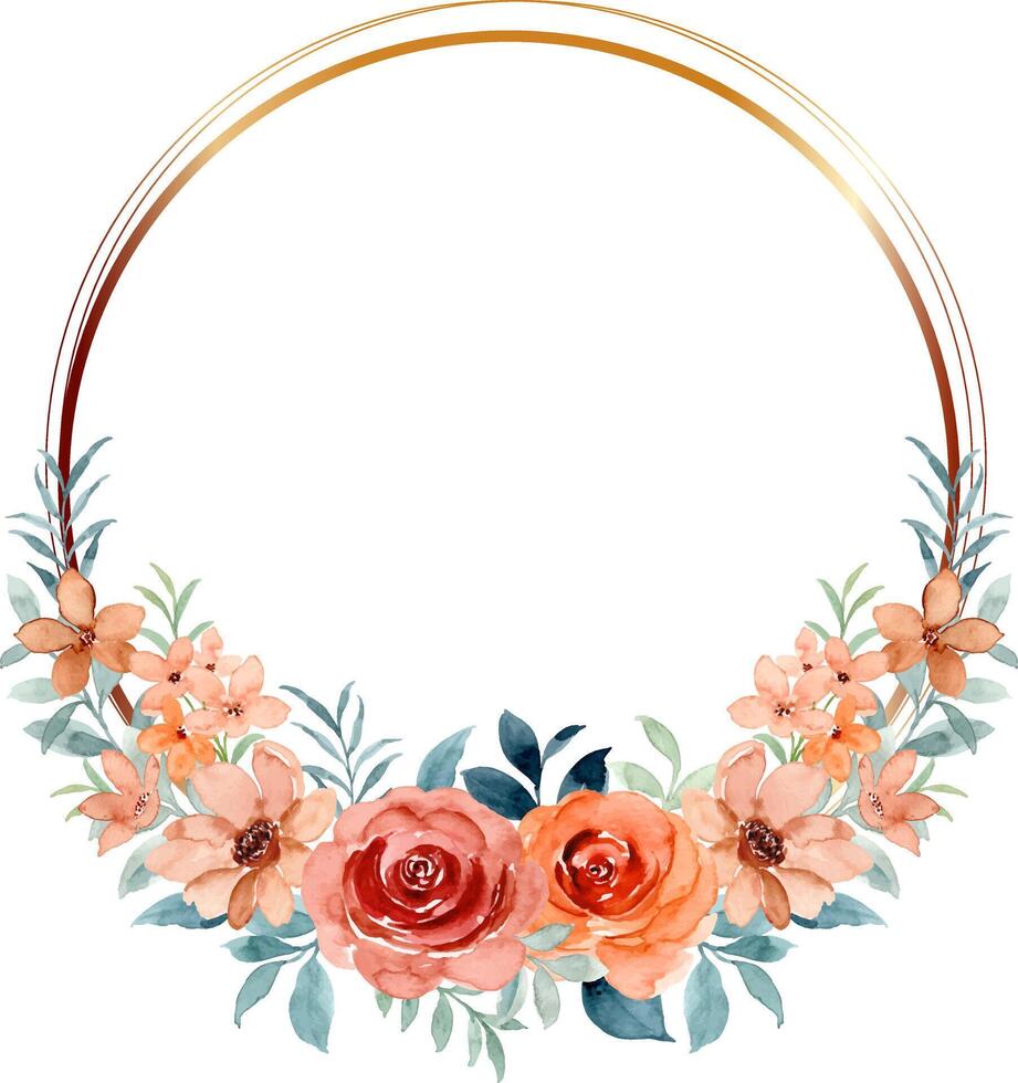 Watercolor rose flower wreath vector