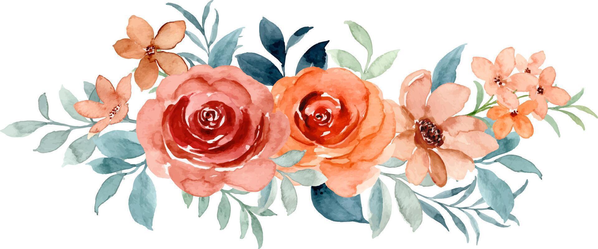 Watercolor rose flower bouquet for background, wedding, fabric, textile, greeting, card, wallpaper, banner, sticker, decoration etc. vector