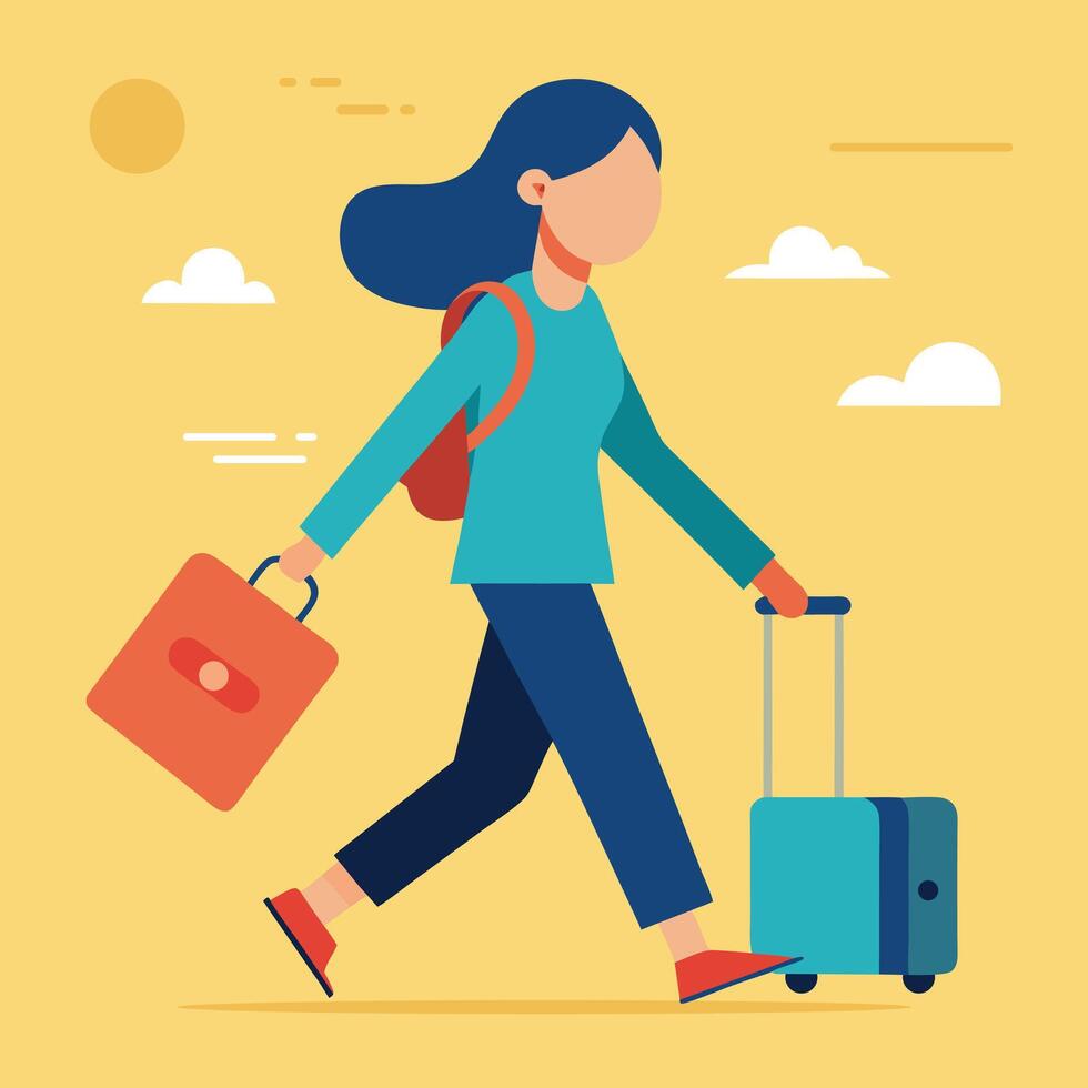 Fashionable Travelers Girls with Suitcases. vector