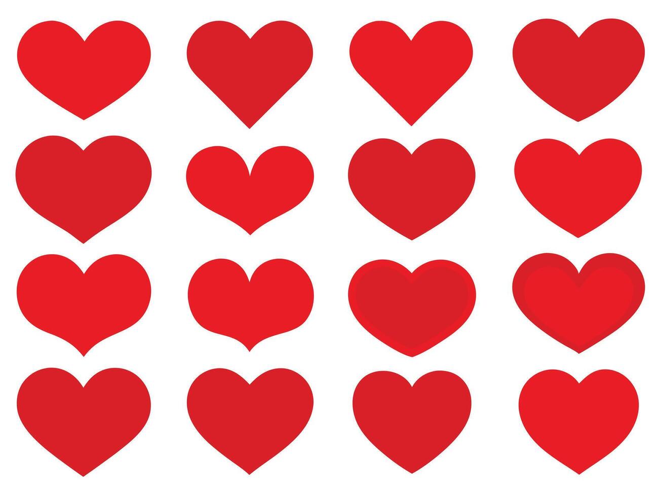 Unique Love Heart Designs Set. vector