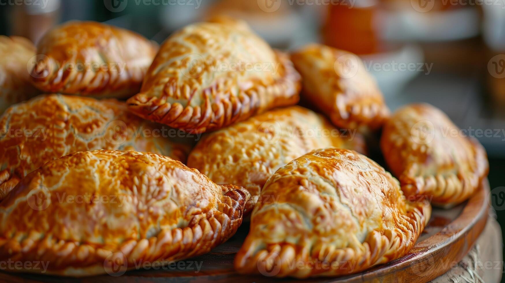 Freshly Baked Golden Brown Empanadas. A Delicious Pastry Treat photo