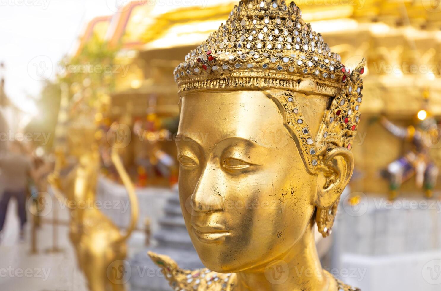 Scenic golden temple of emerald buddha Wat Phra Kaew in Bangkok, Thailand photo