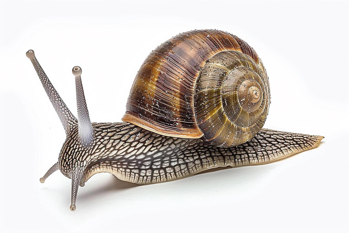 Close-Up of a Garden Snail with Shell. photo