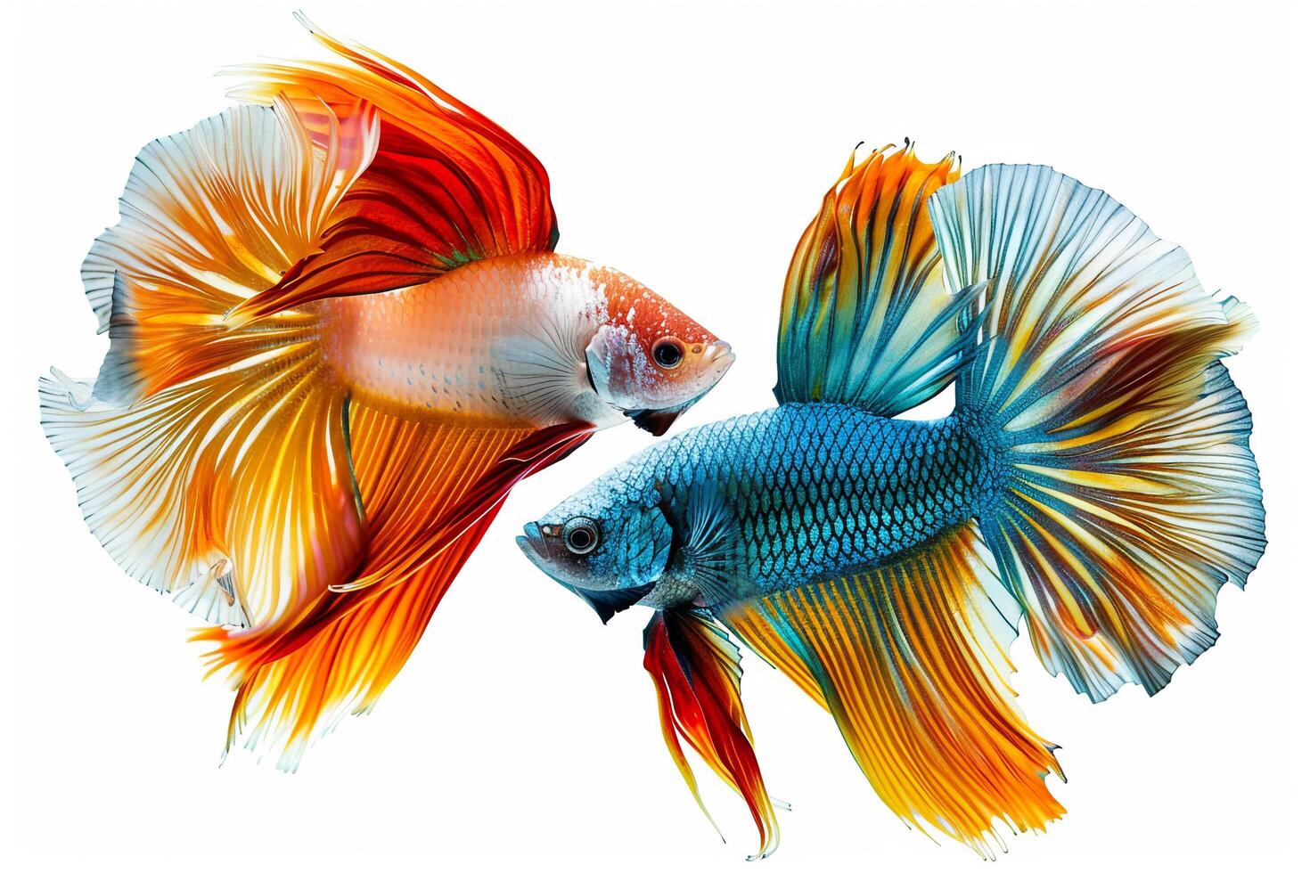 Vibrant Betta Fish Facing Off. photo
