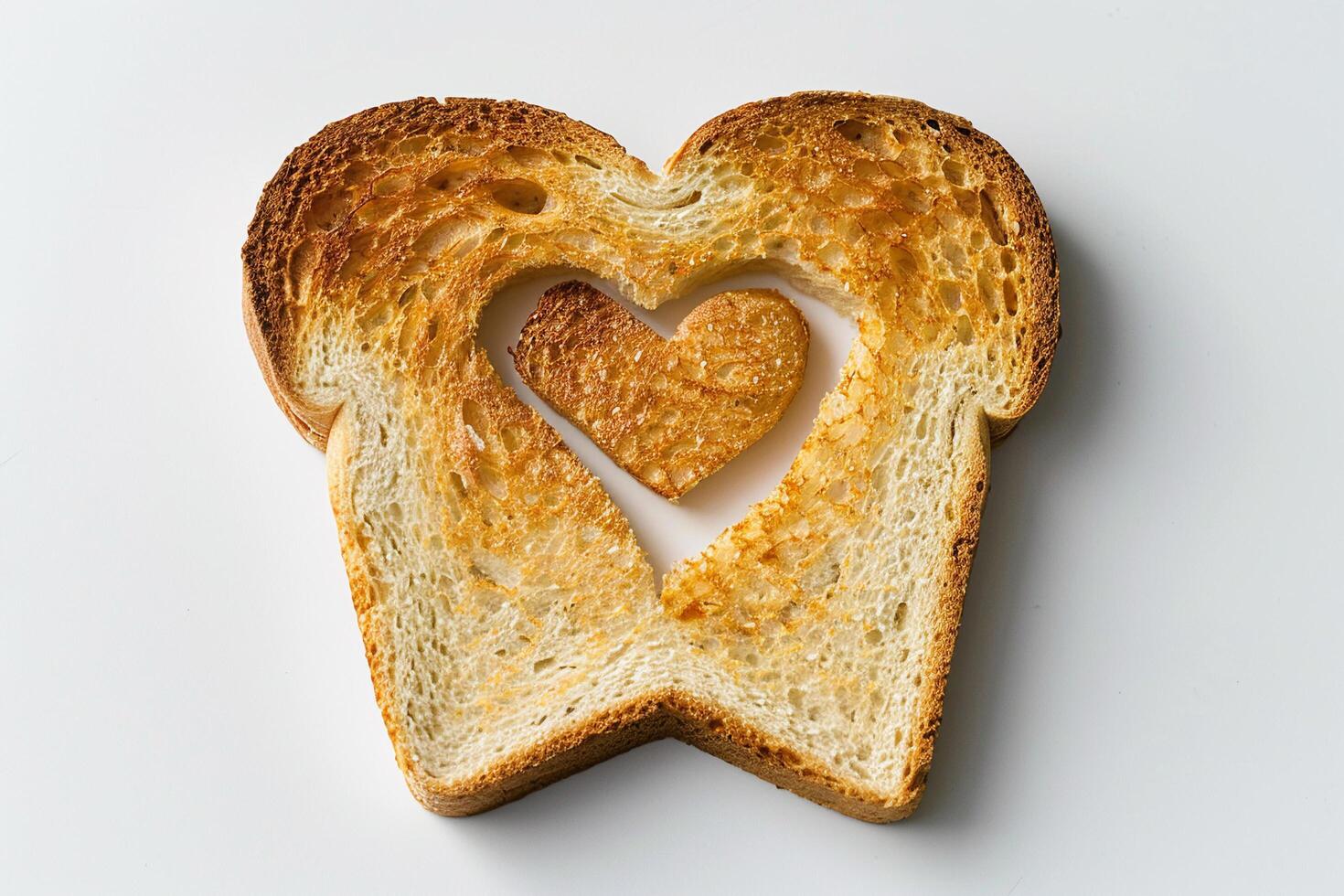 Heart-Shaped Cutout in Toasted Bread Slice. photo