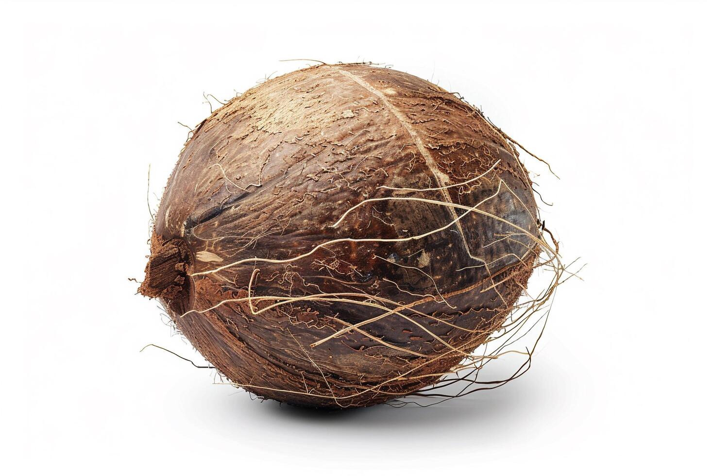 Whole Brown Coconut on White Background. photo