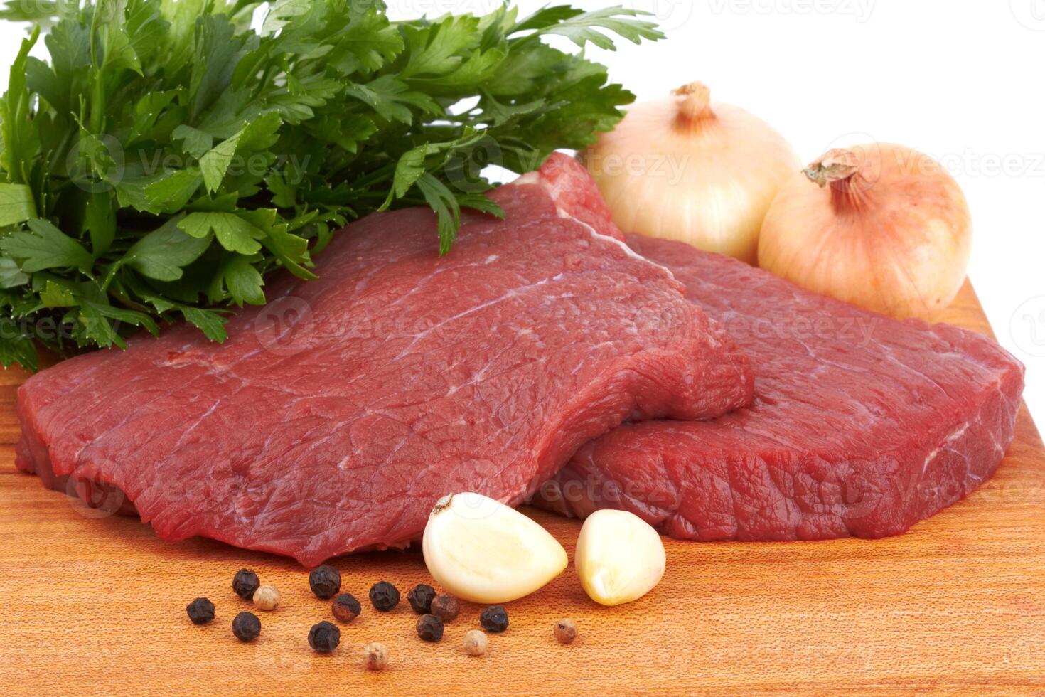 beef steak on white photo