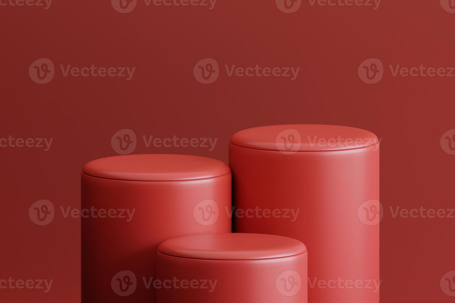 Product display red podium for product presentation. 3d rendering. photo