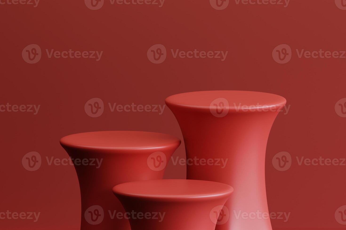 Product display red podium for product presentation. 3d rendering. photo