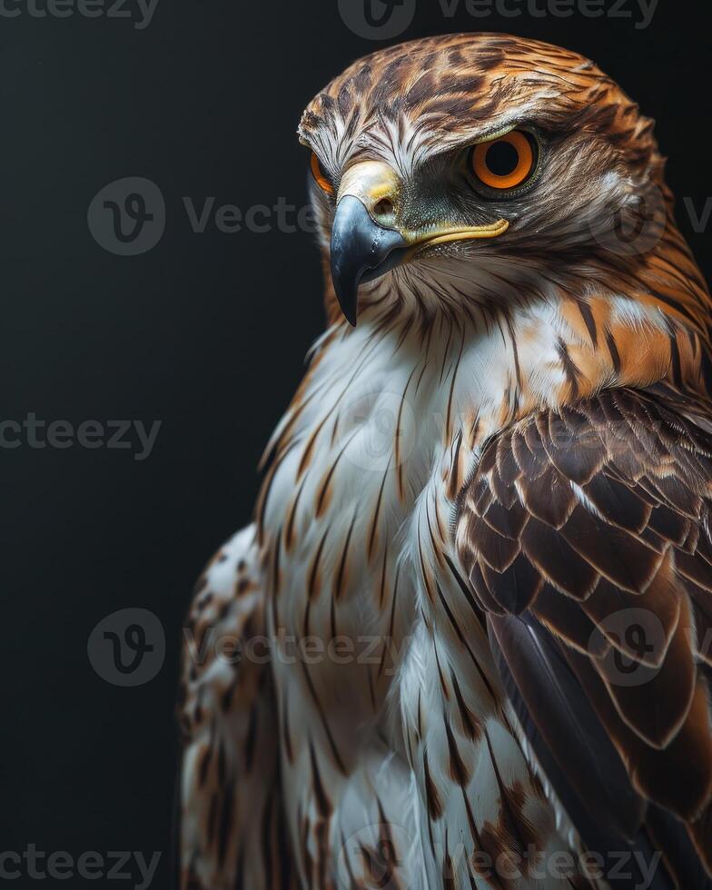 Short-toed Snake Eagle bird in studio isolated on black background photo