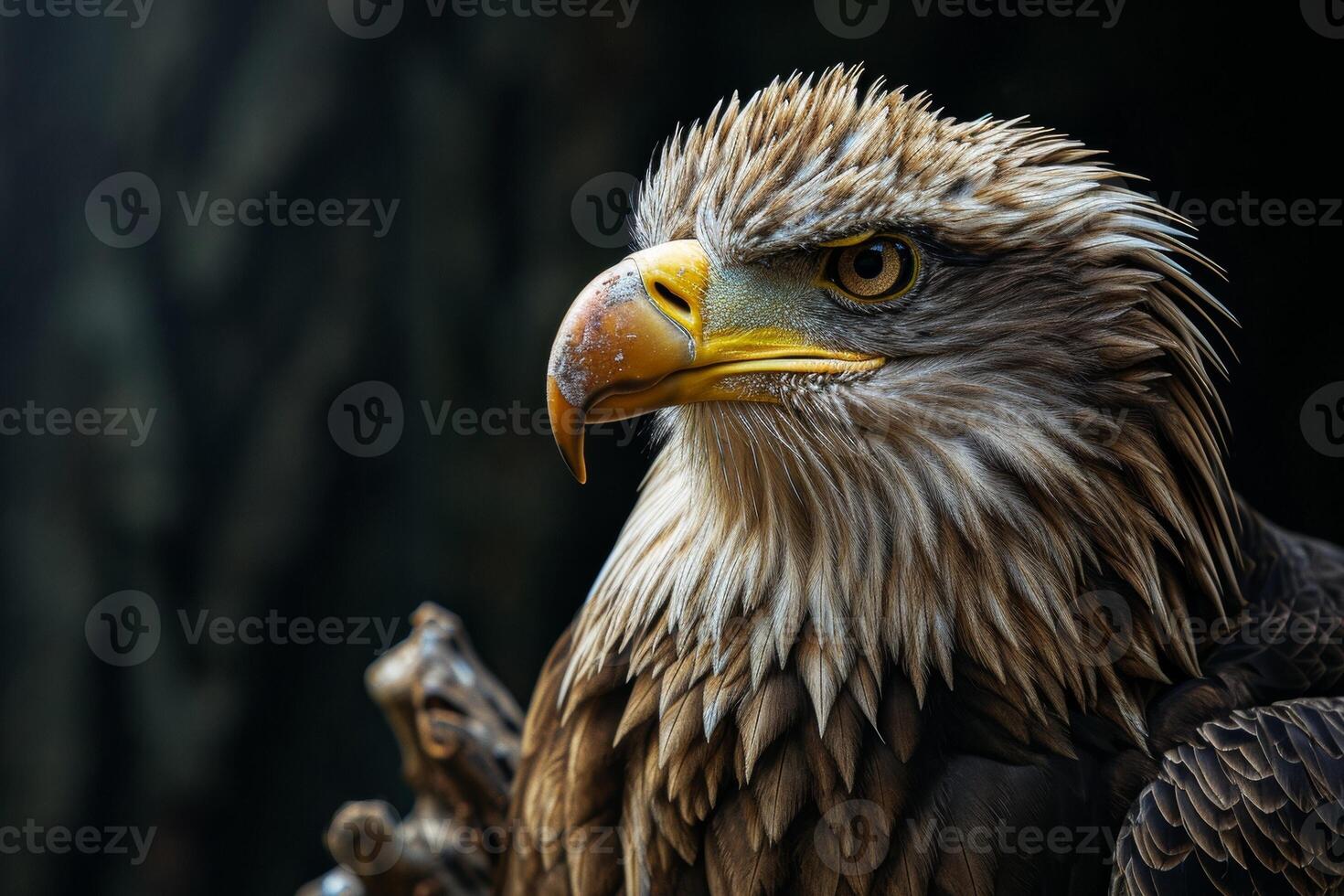 White tailed Eagle bird in studio isolated on black background photo