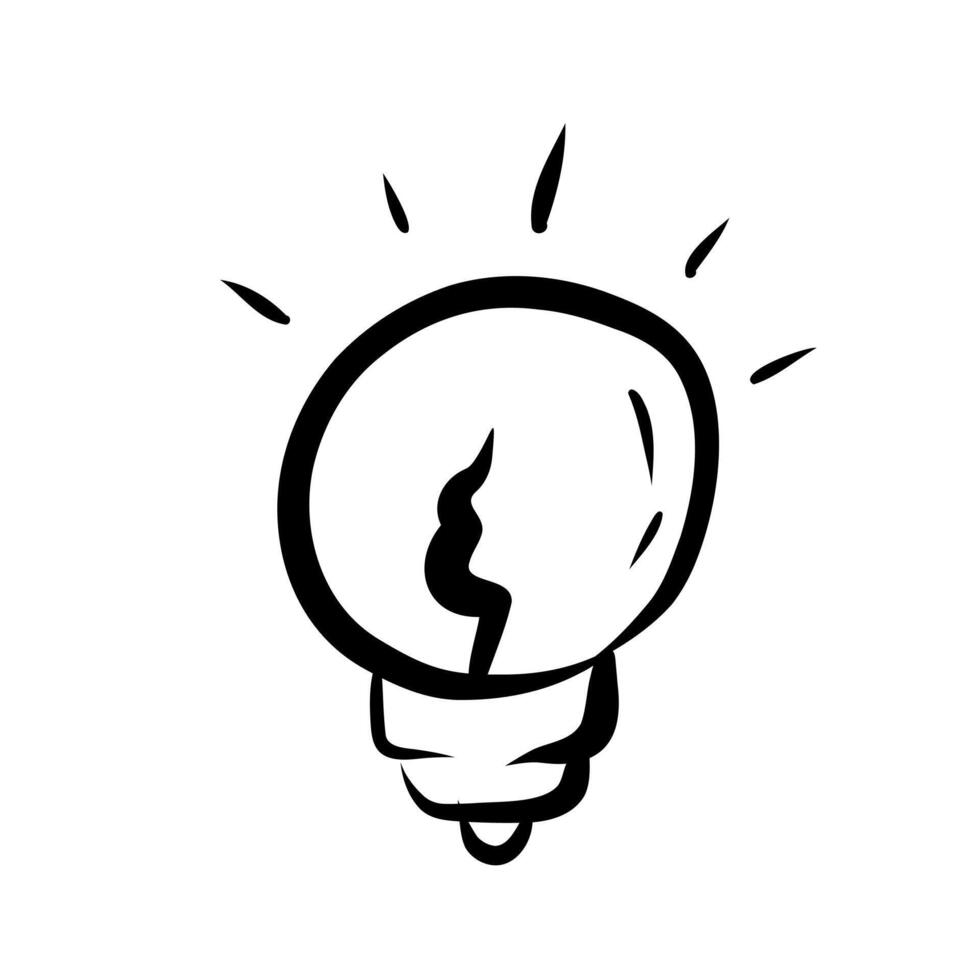 Doodle sketch style light bulb icon. Hand drawn vector