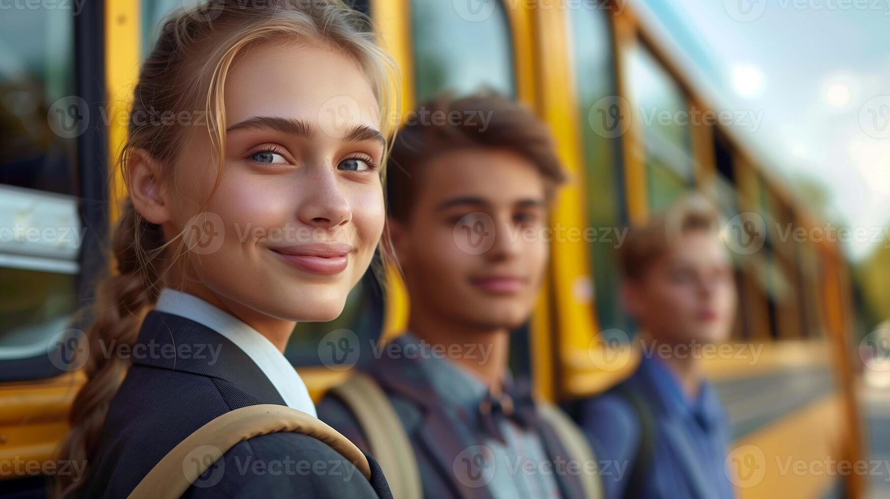 Group of former classmates gathers in a school photo