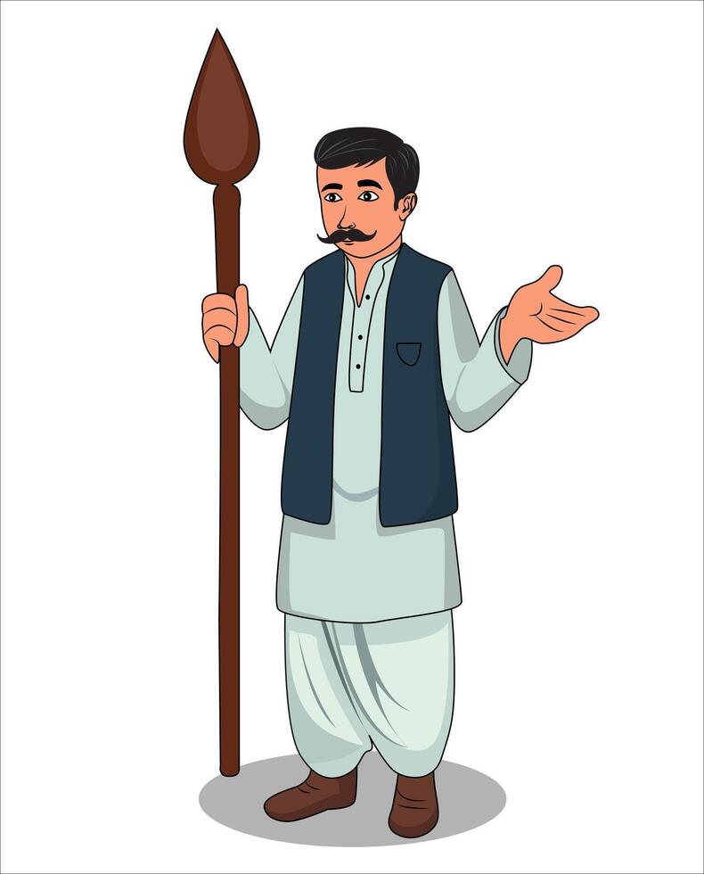 Indian village man cartoon character design vector