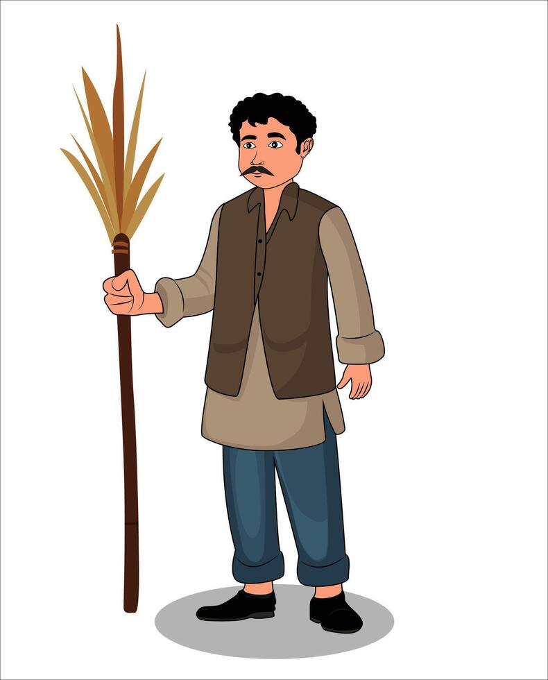 Indian village man cartoon character design vector