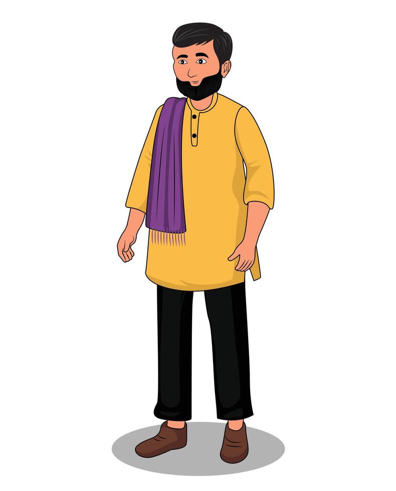 Indian man cartoon character design vector