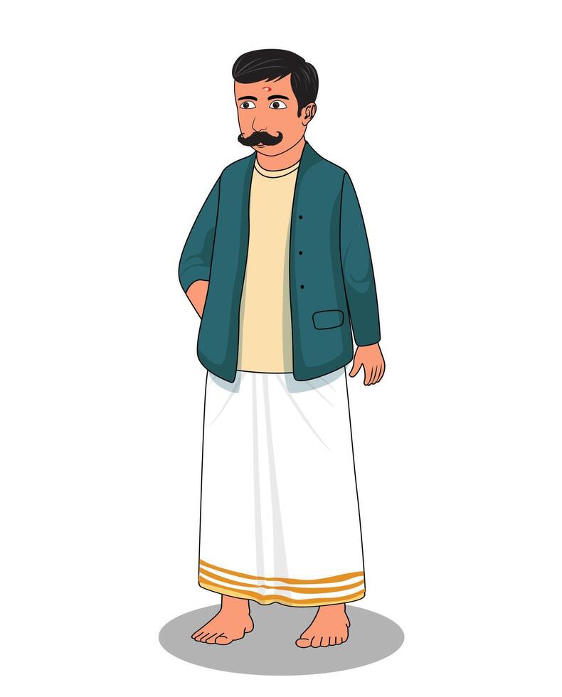 Indian village man cartoon character design vector