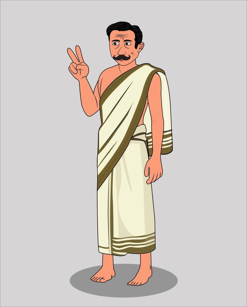Indian village man cartoon character design vector