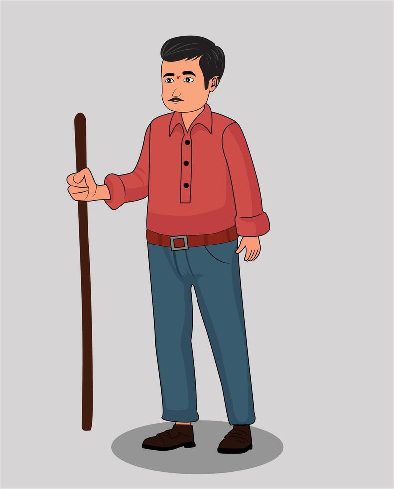 Indian man cartoon character design vector
