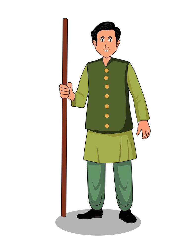 Indian village man cartoon character design vector
