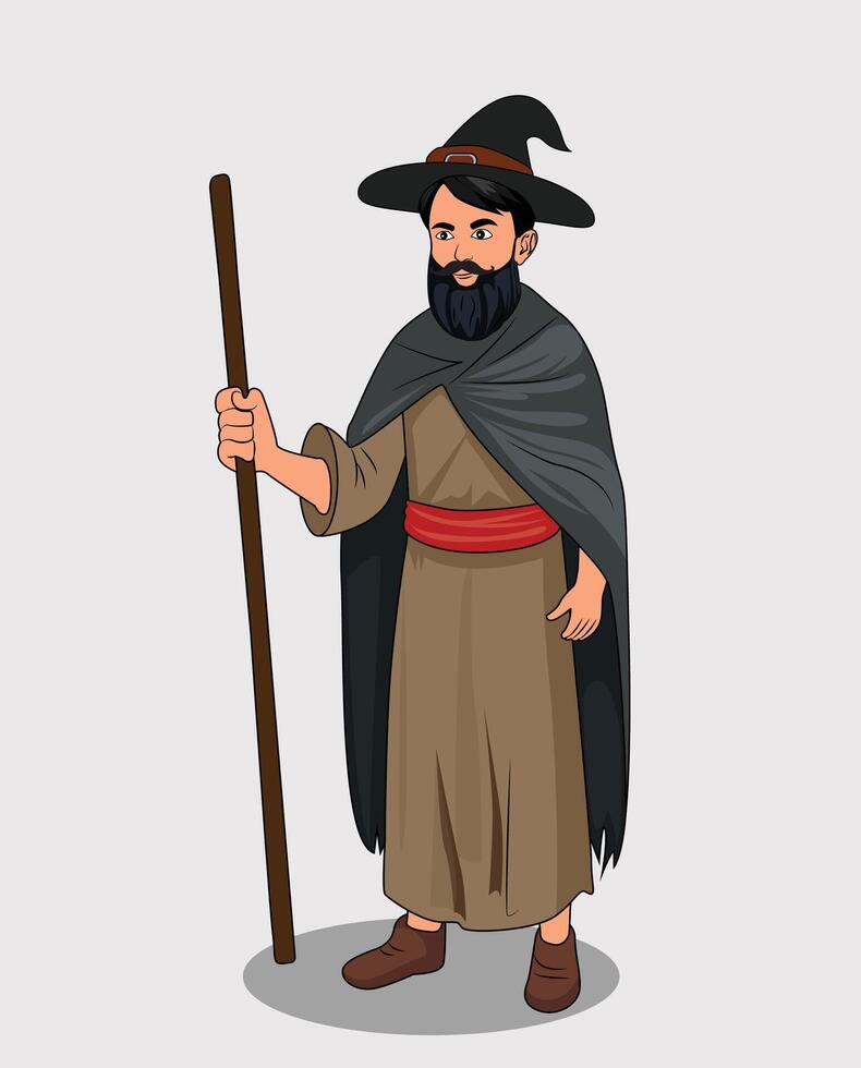 Indian Village poor man cartoon character design for 2d animation vector