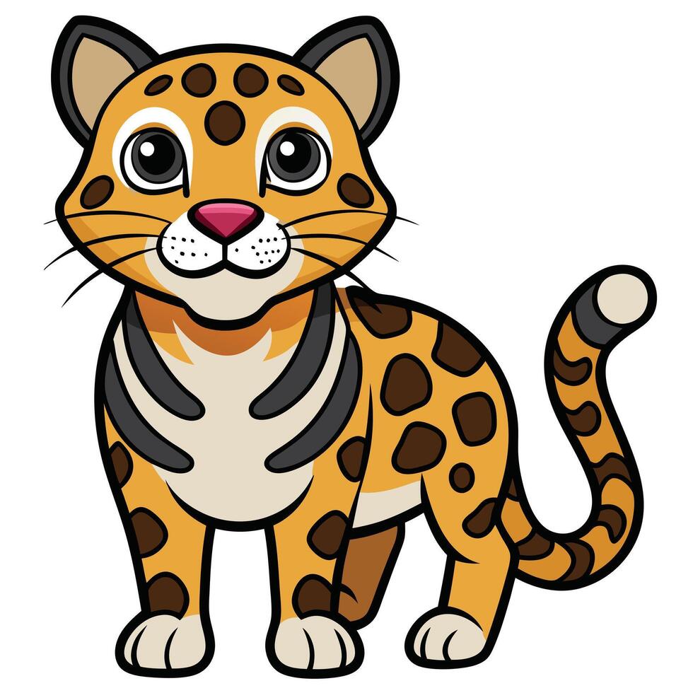 Cute Leopard Icon on White Transparent Background for Kids Books vector