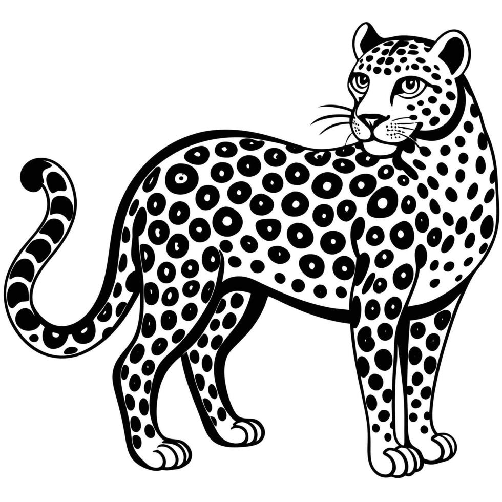 Cute Leopard Icon on White Transparent Background for Kids Books vector