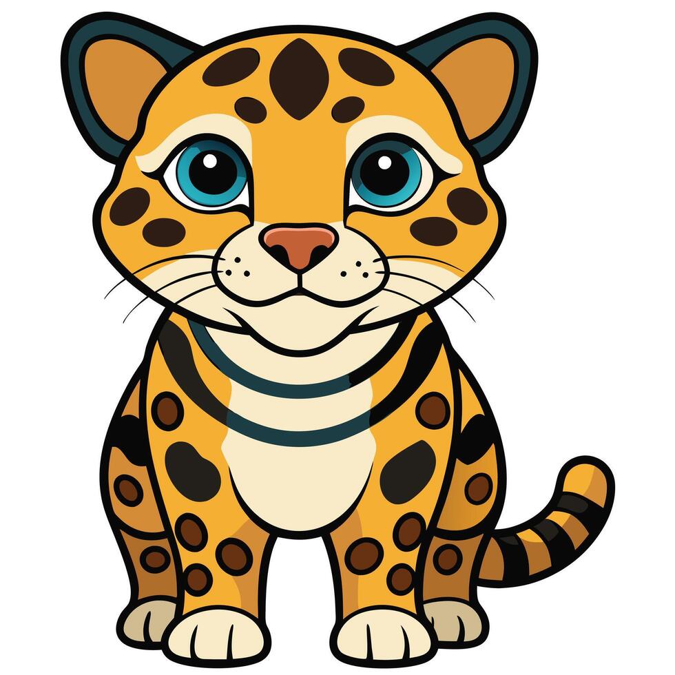 Cute Leopard Icon on White Transparent Background for Kids Books vector