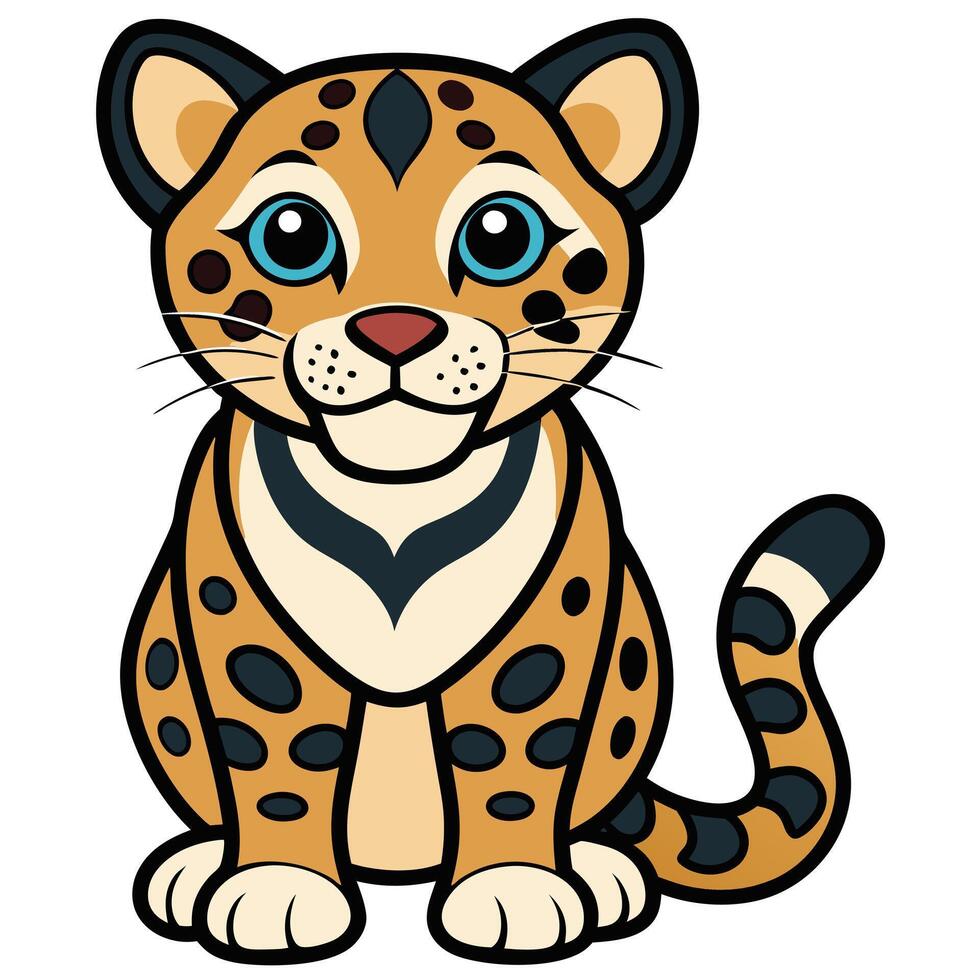 Cute Leopard Icon on White Transparent Background for Kids Books vector