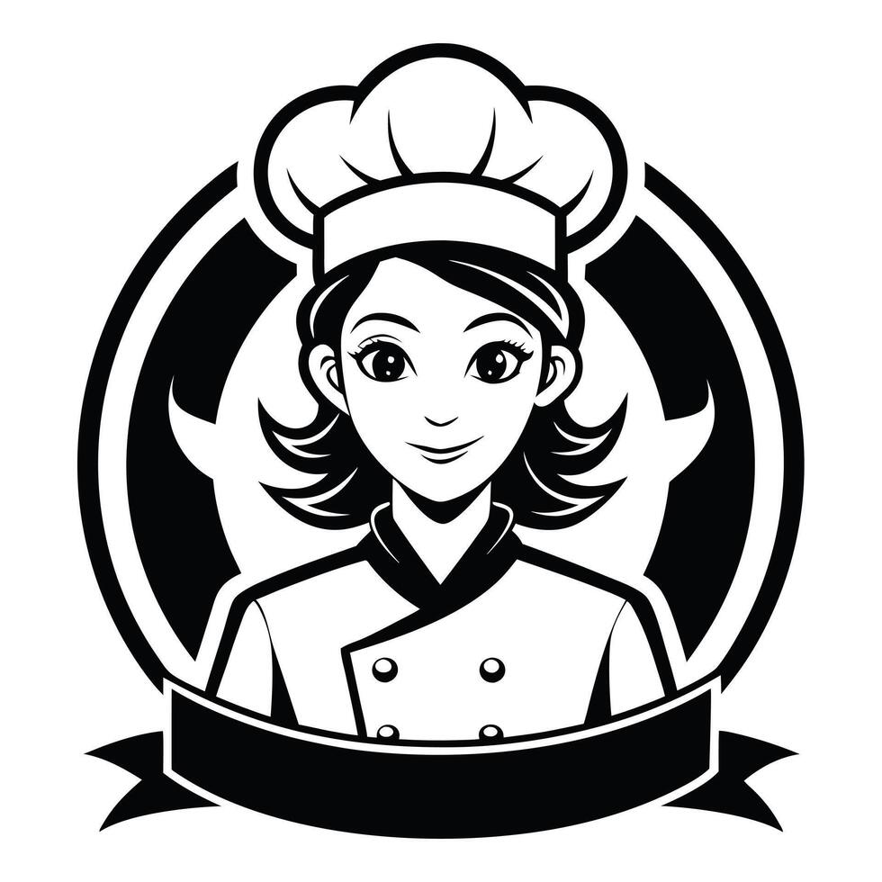 Female Chef with Dish in Hand Logo Icon on White Transparent Background for Restaurants Hotels vector