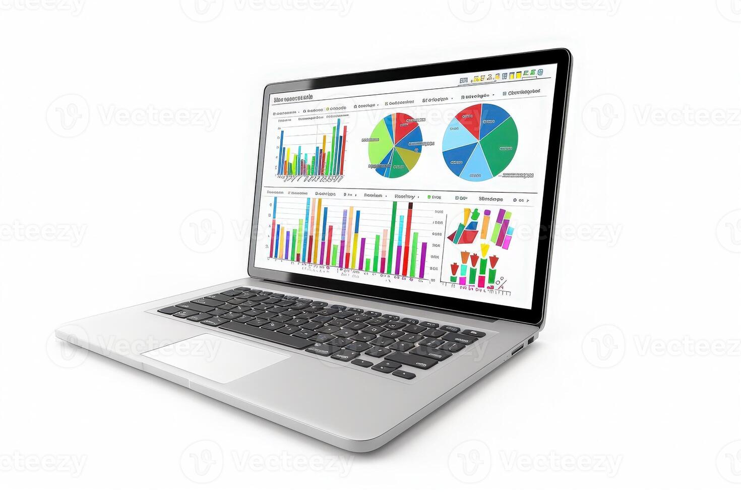 A sleek laptop showcases vibrant charts and graphs, highlighting trends and insights in affiliate marketing analysis. photo