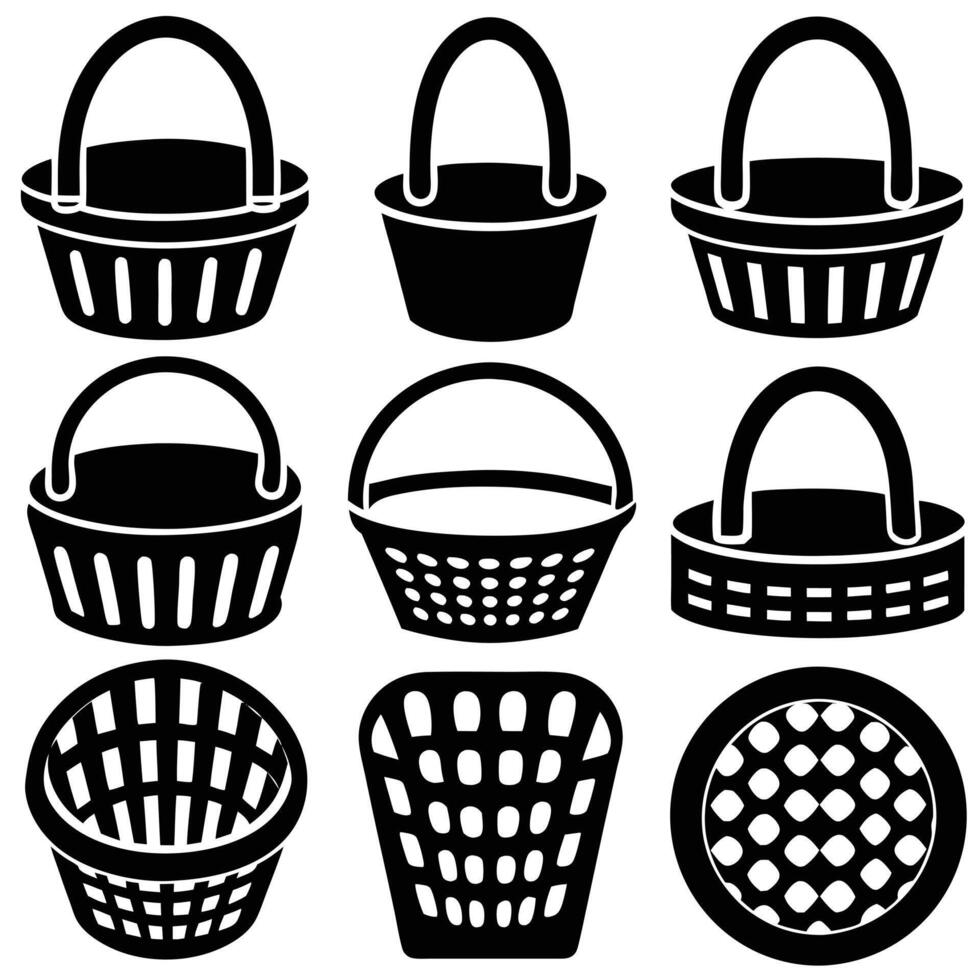 Basket line art logo icon on white transparent background for web use vector
