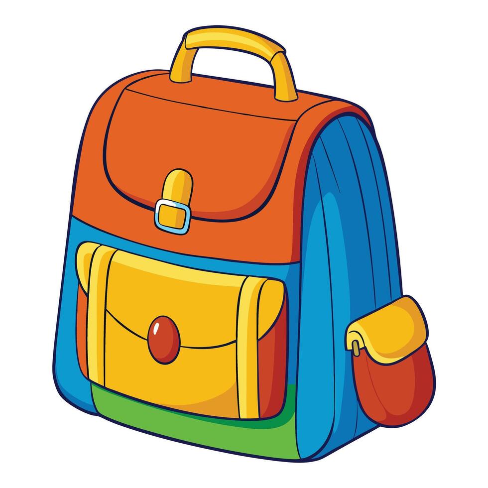 A cute colorful schoolbag icon on white transparent background for web use vector
