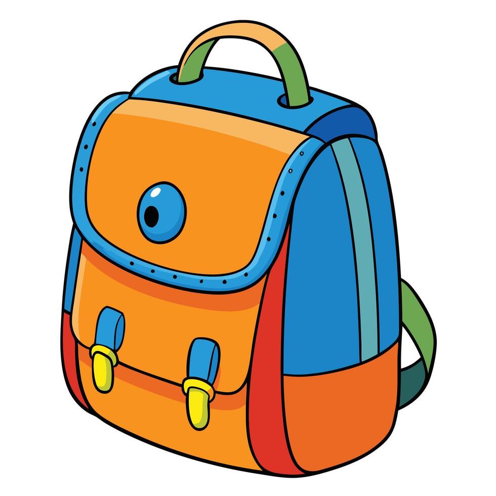 A cute colorful schoolbag icon on white transparent background for web use vector