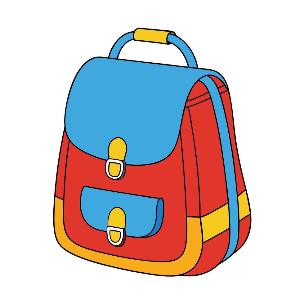 A cute colorful schoolbag icon on white transparent background for web use vector
