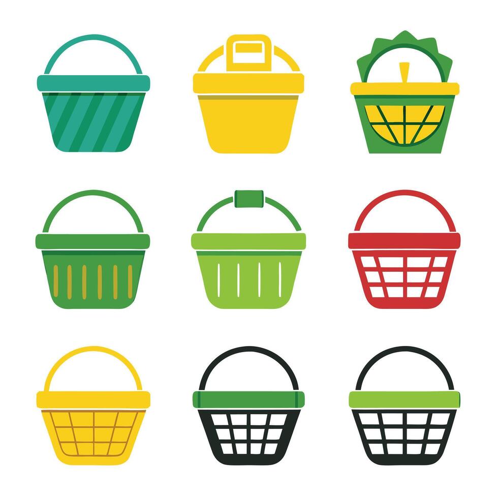 Basket line art logo icon on white transparent background for web use vector