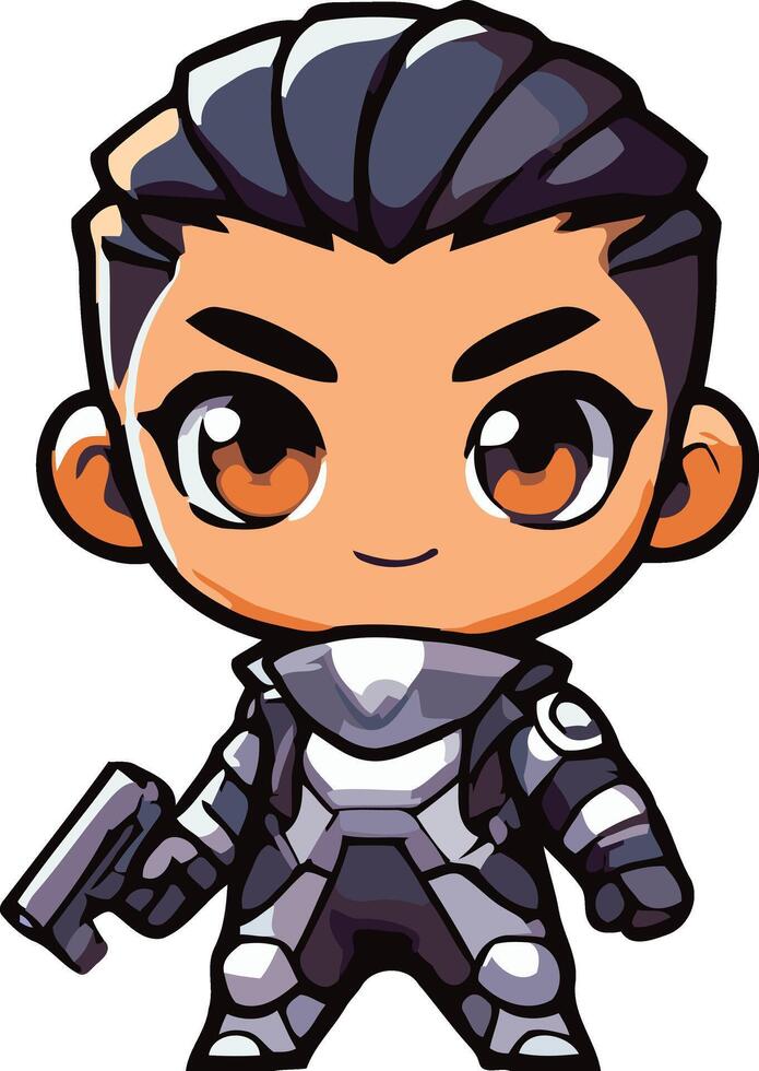 Cute Boys Agent Chracter Chiby Style vector