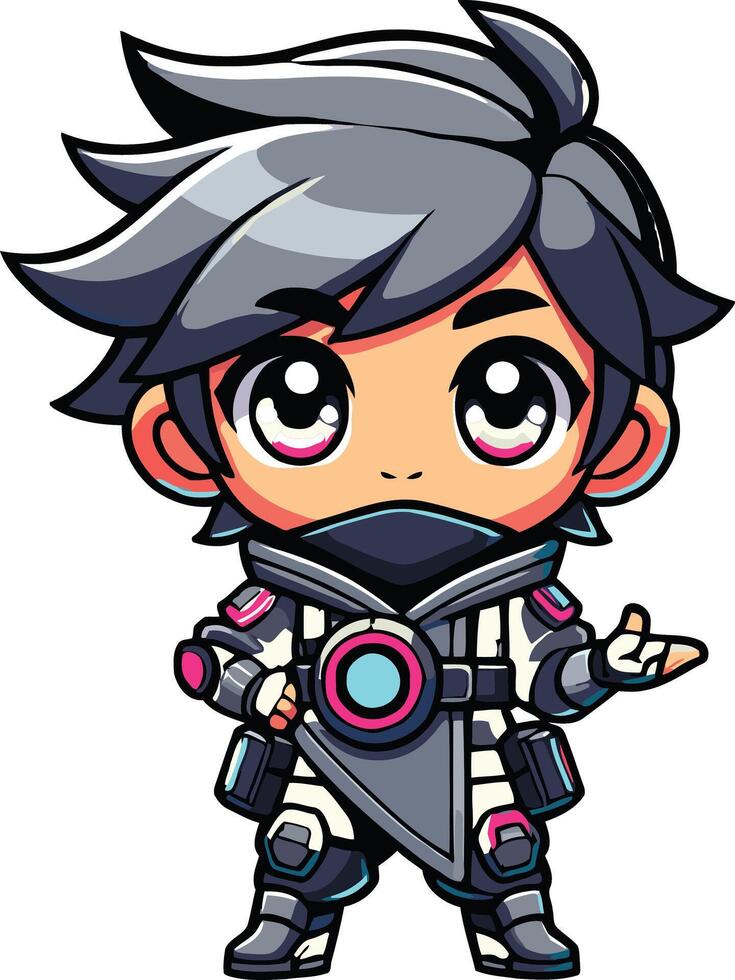 Cute Chiby Character Boys Agent vector
