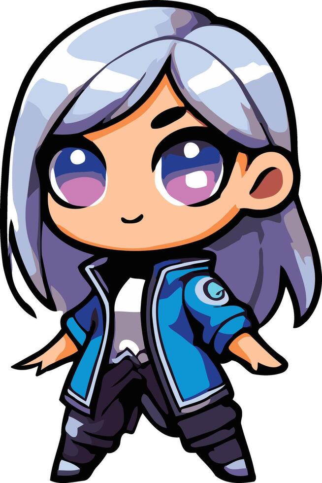 Cute Girl character with chiby style vector