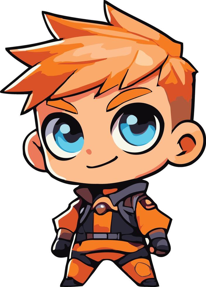 Orange Cute Chiby Agent Character vector