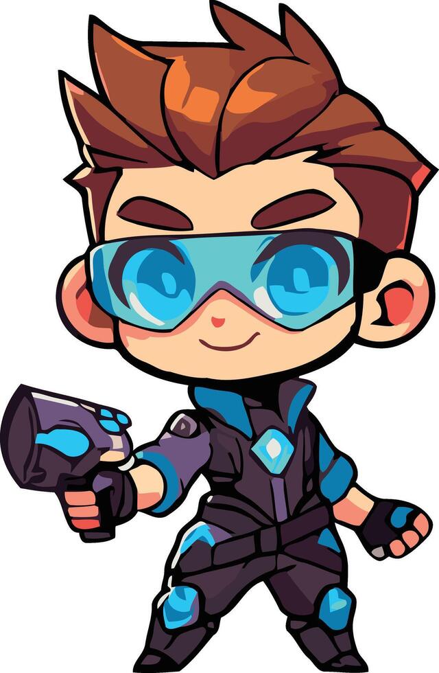 Cute Chiby Boys agent vector