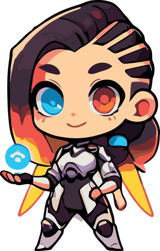 Cute Astral girl with chiby agent character vector