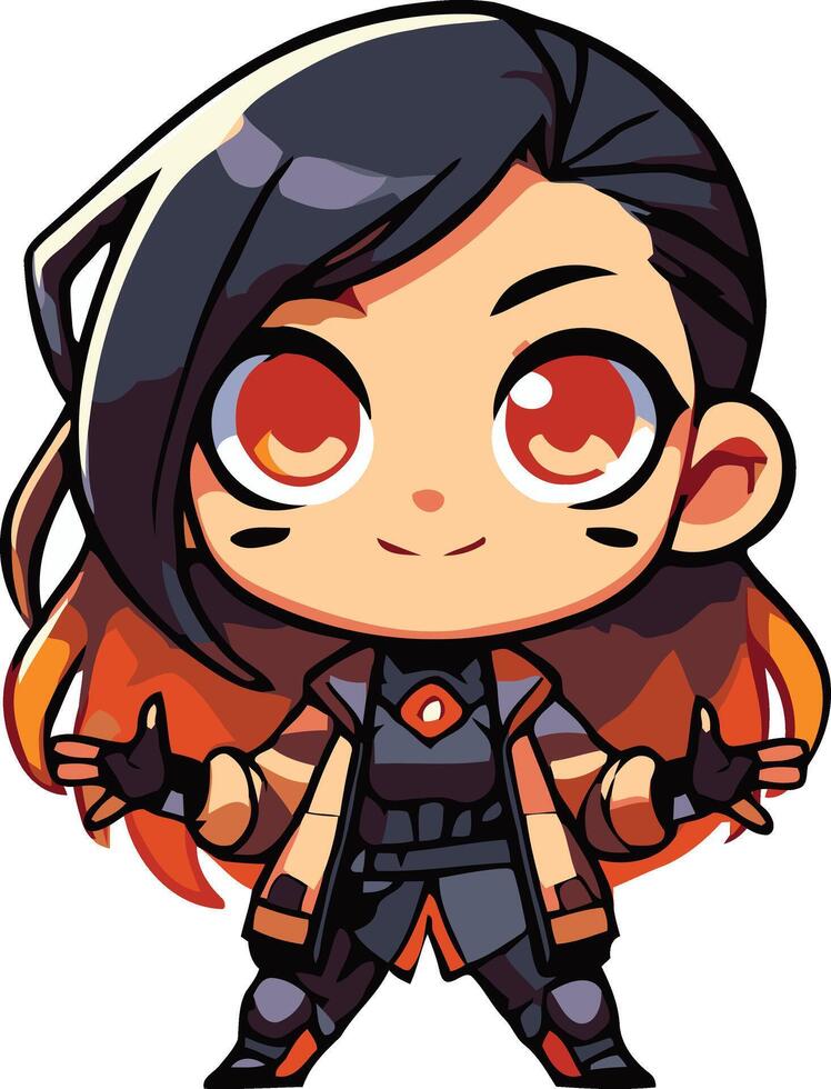 Cute Adorable Fire Girl Chiby vector