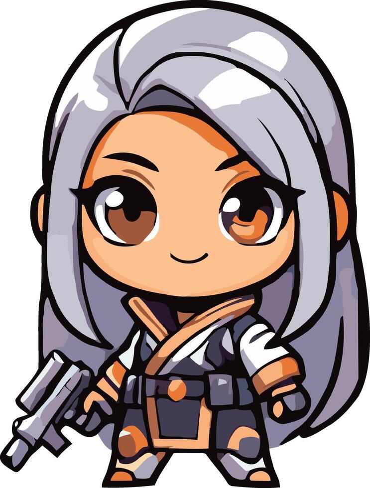 Beauty Girl Character Agent With Chiby Style vector