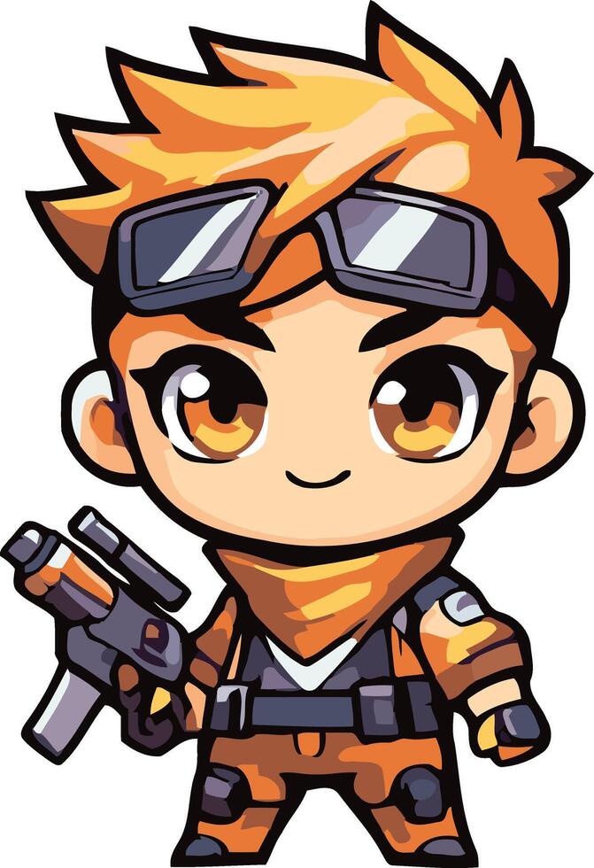 Cute Chiby Boys with gun vector