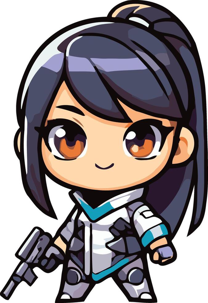 Beauty Character Girl Chiby Style vector