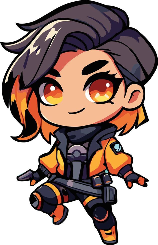 Cute Chiby Fire Girl Character vector